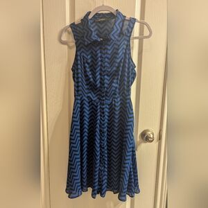 Ark & Co Blue and Black Zigzag Midi Dress